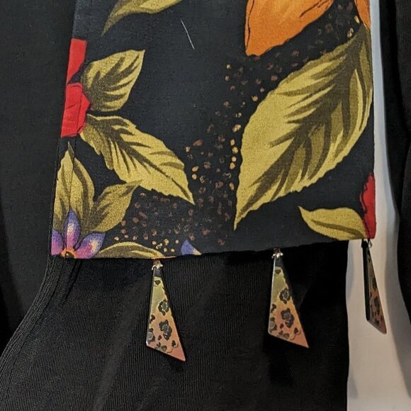 Women's CHRISTINA HOPE Orange, Green, Black Floral Open Top w Bling; Size SP - Picture 2 of 4